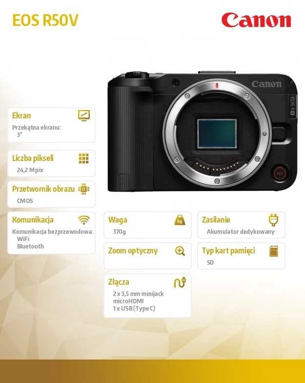 Canon EOS R50 V BODY | Megapixel 24.2 MP | Juodas