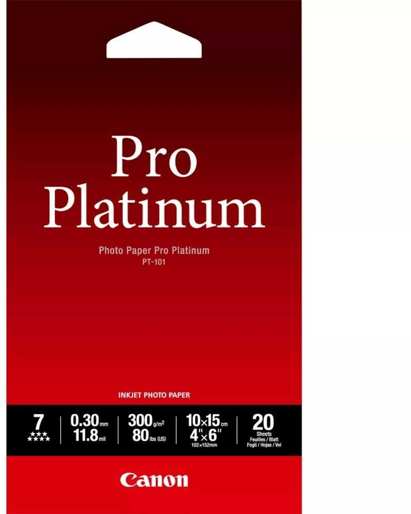 Fotopopierius "canon photo paper pro platinum", pt-101, fotopopierius, blizgus, 2768b013, baltas, 10x15cm, 4x6", 300g/m2, 20 vnt., rašalinis
