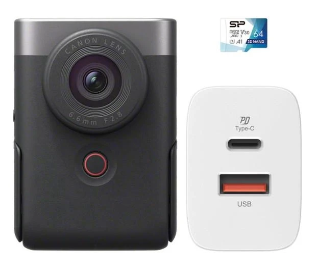 Canon | Vlogų rinkinys (SIP) | PowerShot V10 SL | Kompaktiška kamera | 20,9 MP | Optinis priartinimas 0x x | Skaitmeninis priartinimas 3x x | Ekrano įstrižainė 2" | Wi-Fi | Vaizdo įrašymas | Ličio jonų | Sidabrinis