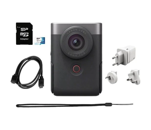 Canon | Vlogų rinkinys (SIP) | PowerShot V10 SL | Kompaktiška kamera | 20,9 MP | Optinis priartinimas 0x x | Skaitmeninis priartinimas 3x x | Ekrano įstrižainė 2" | Wi-Fi | Vaizdo įrašymas | Ličio jonų | Sidabrinis