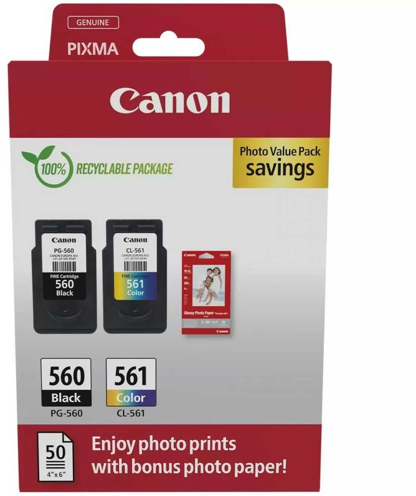 Canon CRG PG-560/CL-561 + Photo Paper Value Pack (3713C008) Rašalinių kasečių komplektas, BK/CMY