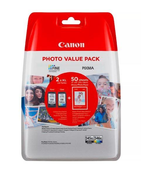 Canon PG-545XL/CL546XL rašalo kasetės, + GP501 10x15 foto popierius