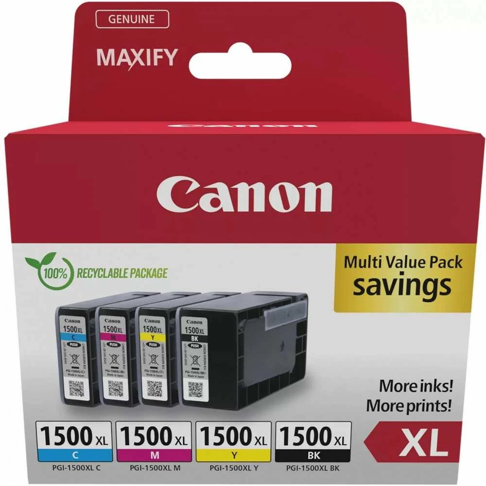 Canon PGI-1500XL C, M, Y, BK rašalo kasečių sudėtinė pakuotė