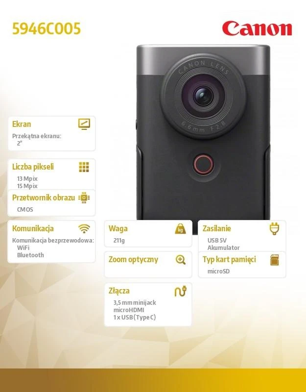 Canon PowerShot V10 Advanced Vlogging Kit Sidabrinė