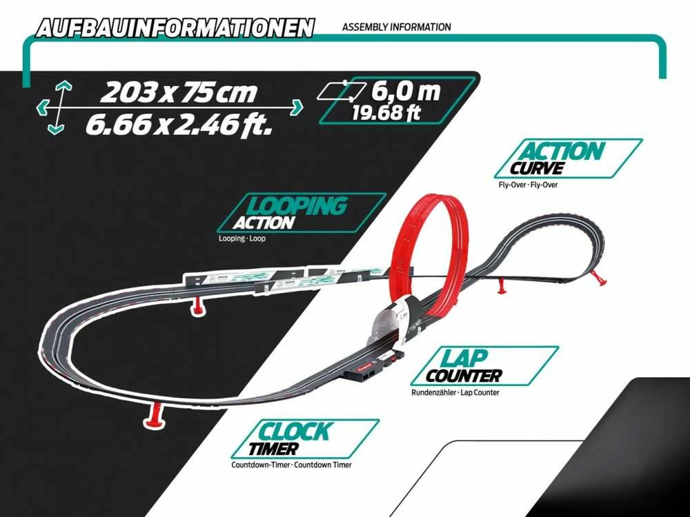 Carrera Lenktynių trasos rinkinys Formula Qualifying Challenger Mercedes Hamilton 68003
