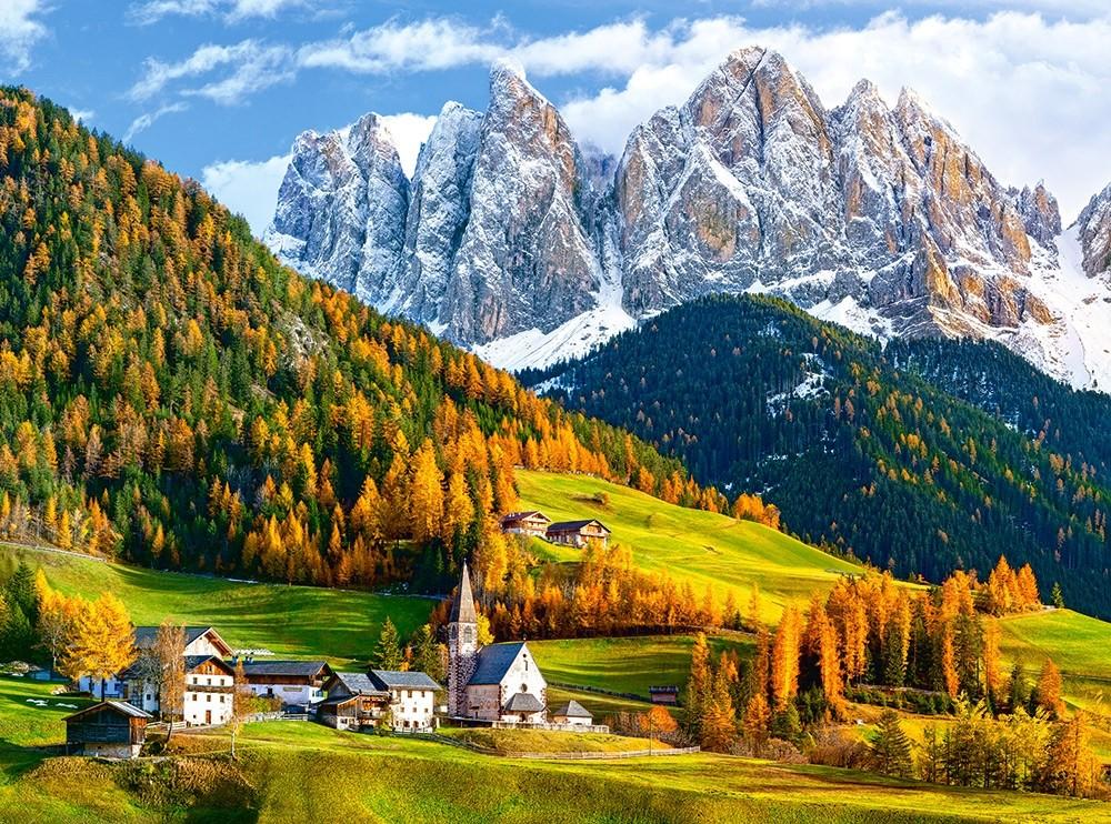 Castorland Dėlionė 2000 vnt. - Šv. Magdalenos bažnyčia, Dolomitai aprašymas - Prekės nuotrauka
