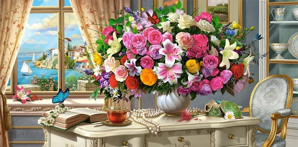 Castorland dėlionė SUMMER FLOWERS AND CUP OF TEA 4000 det