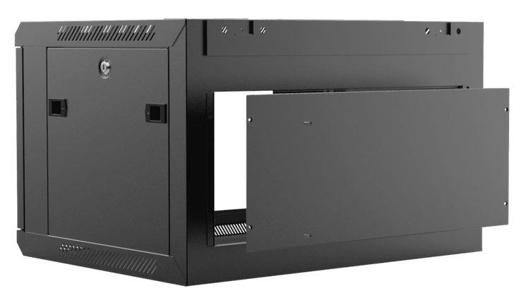 CAYMON 19" 6 vienetų rack spintelė - 450 mm (gylis), nuimama galinė panelė, juoda
