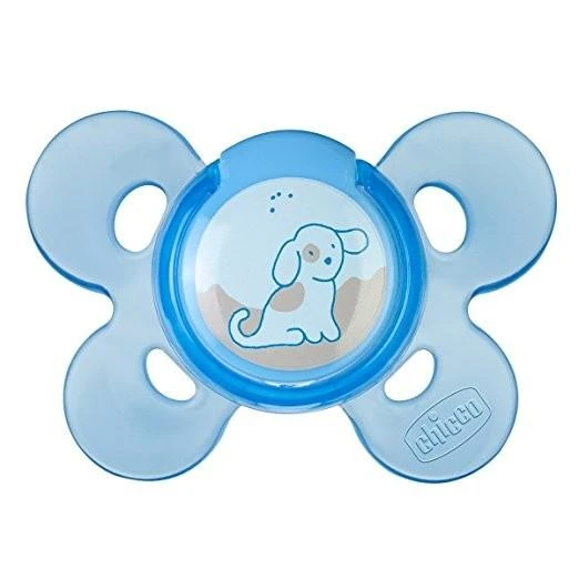 CHICCO Ortodontinis žindukas PHYSIO COMFORT su sterilizavimo dėklu, 0-6M, Iš "Mum effect" silikono