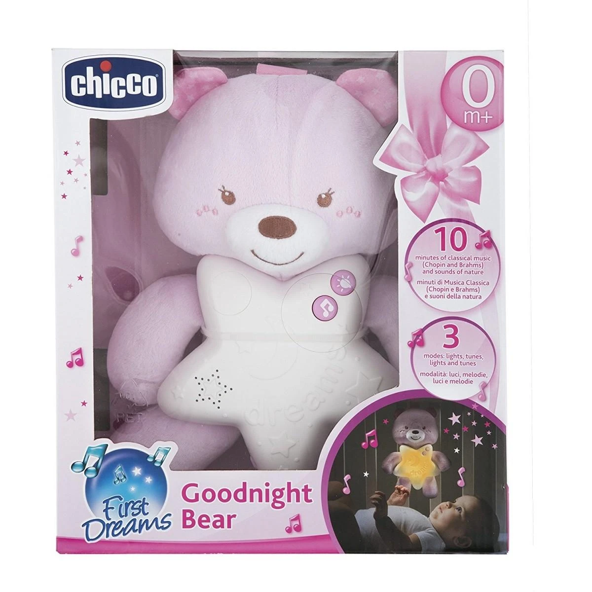 CHICCO meškutis „Saldžių sapnų“, rožinis, 0M+