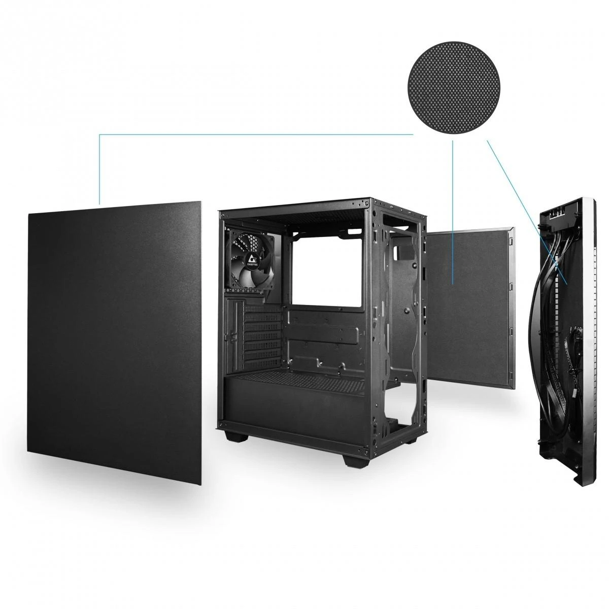 CHIEFTEC Elox series 2xUSB3.2 1xUSB2.0 Juodas no PSU