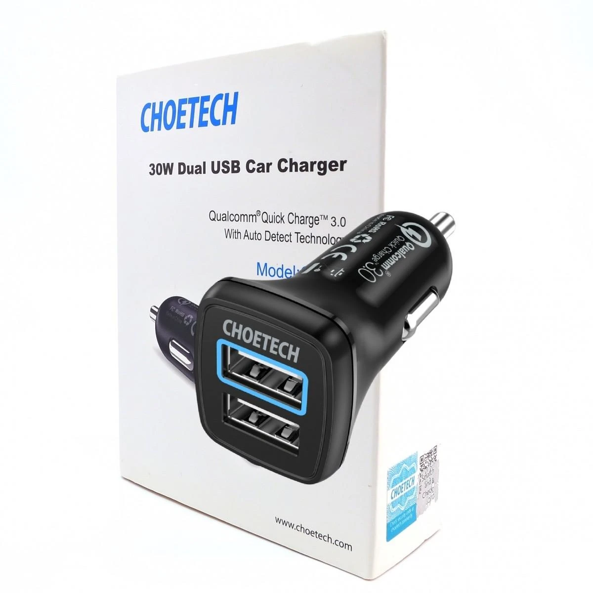 Kroviklis CHOETECH 2xUSB A, 36W, QC3.0