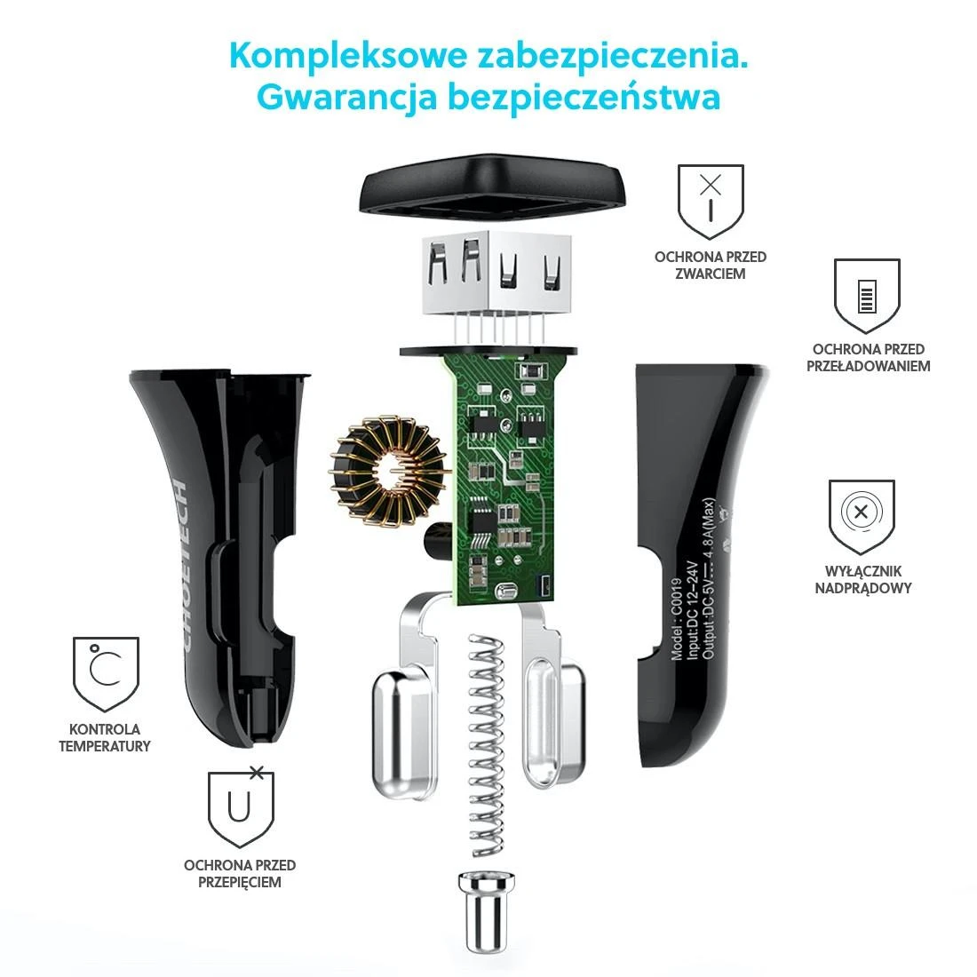 Kroviklis CHOETECH 2xUSB A, 36W, QC3.0