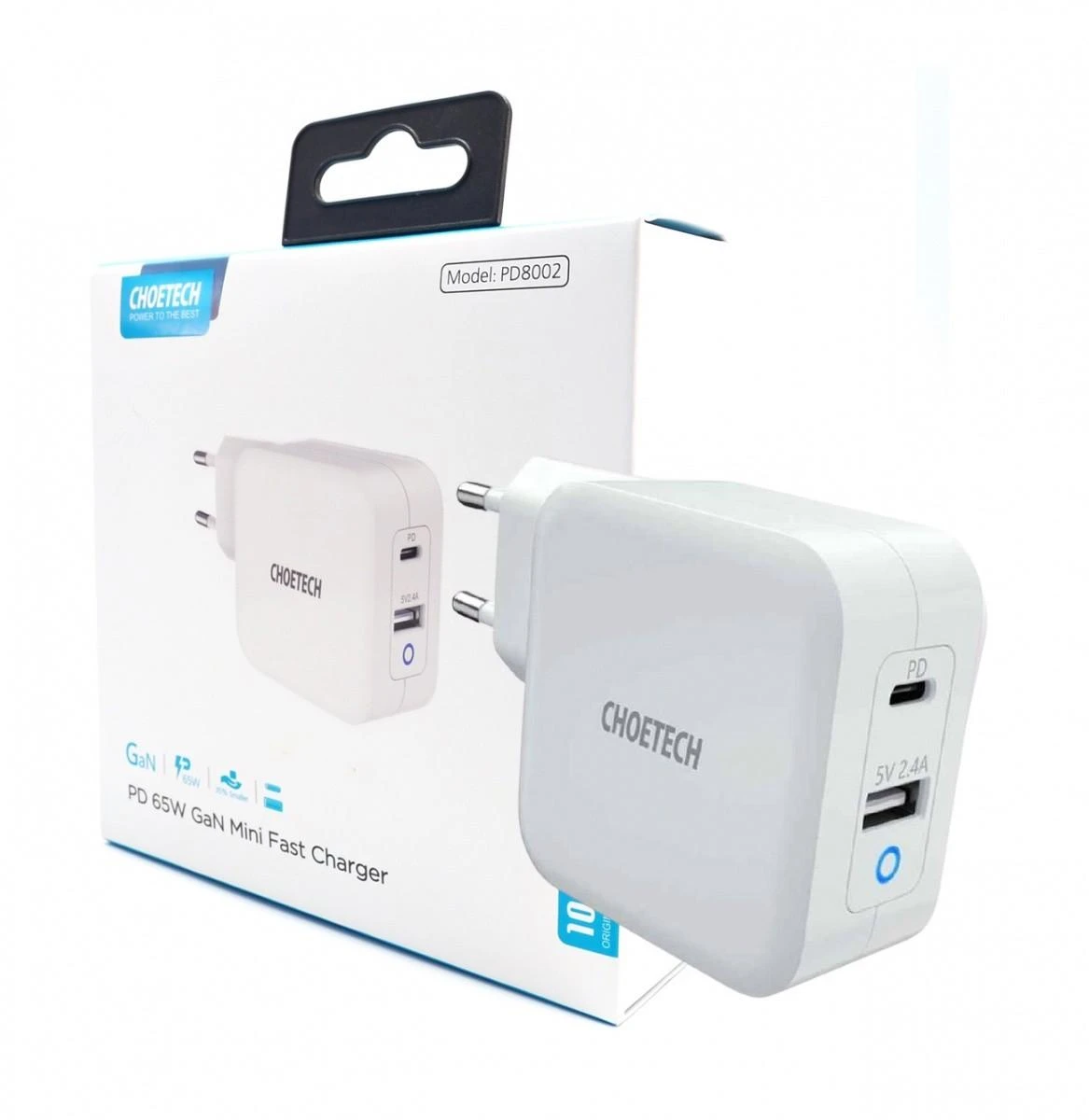 Kroviklis CHOETECH GaN USB Type-C, Type-A: 65W, PD, QC