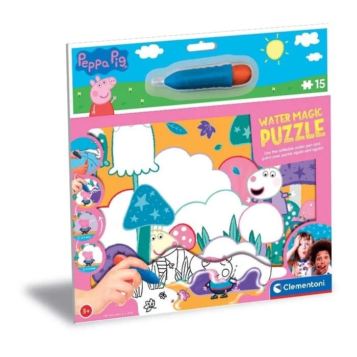 Vandeniu spalvinama dėlionė CLEMENTONI WATER REVEAL PEPPA PIG 15 det. 22469