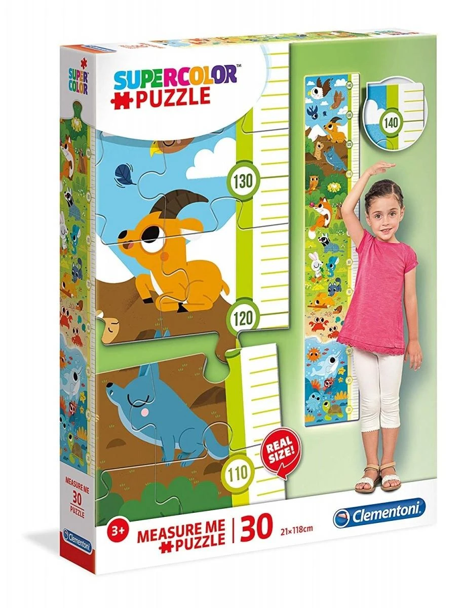Clementoni supercolor dėlionė - ūgio matuoklis "Cutie Animals 30pcs