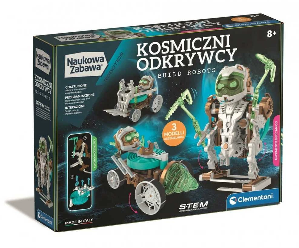 Mechanikos laboratorijos konstrukcijų rinkinys - Kosmoso tyrinėtojai - Kurkite robotus 3in1 - Clementoni 50873