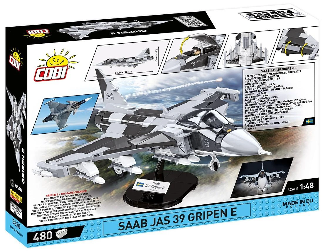 Cobi Konstruktorius karinis lėktuvas Saab Jas 39 Gripen E, 480 detalių