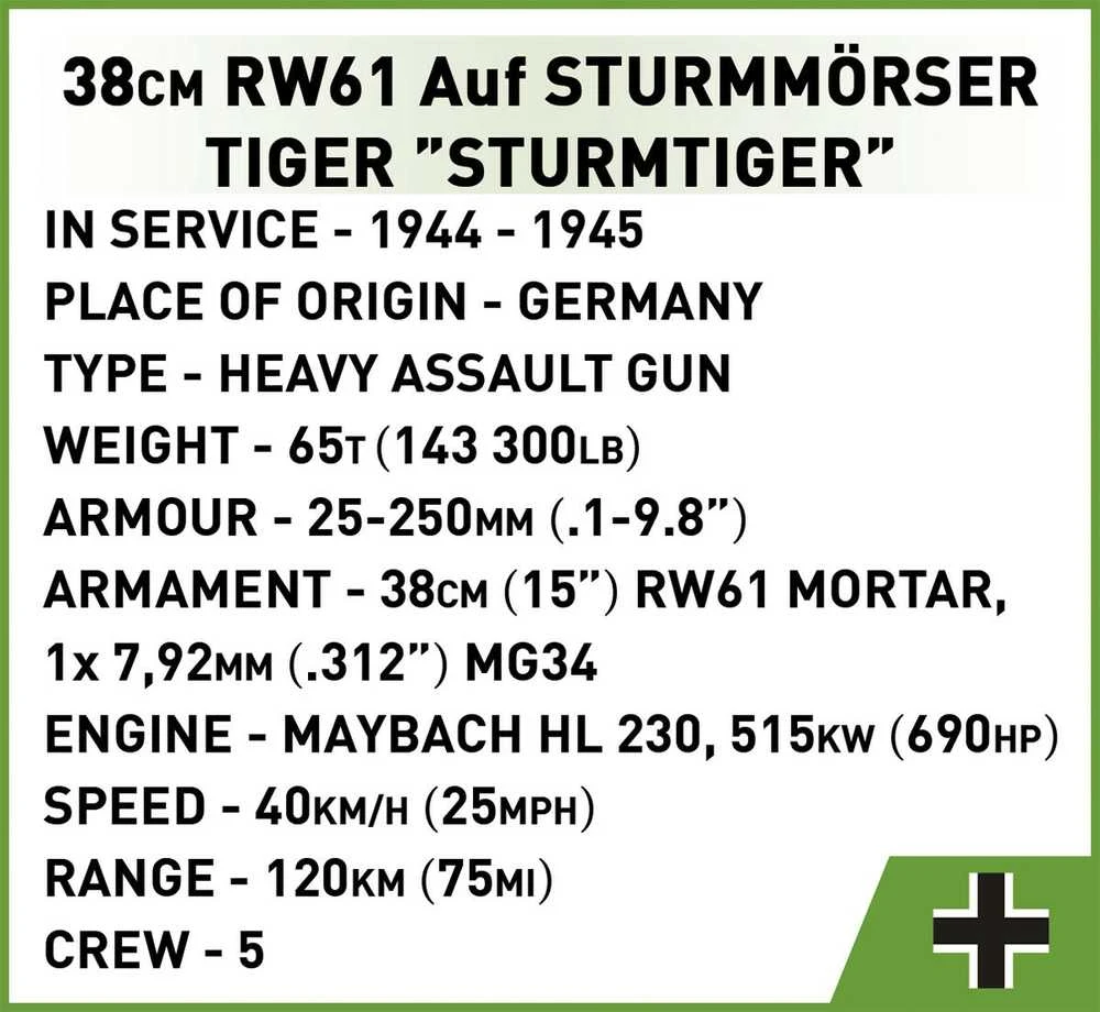 Cobi Klocki 38 cm Sturmmorser Sturmtiger kaladėlės