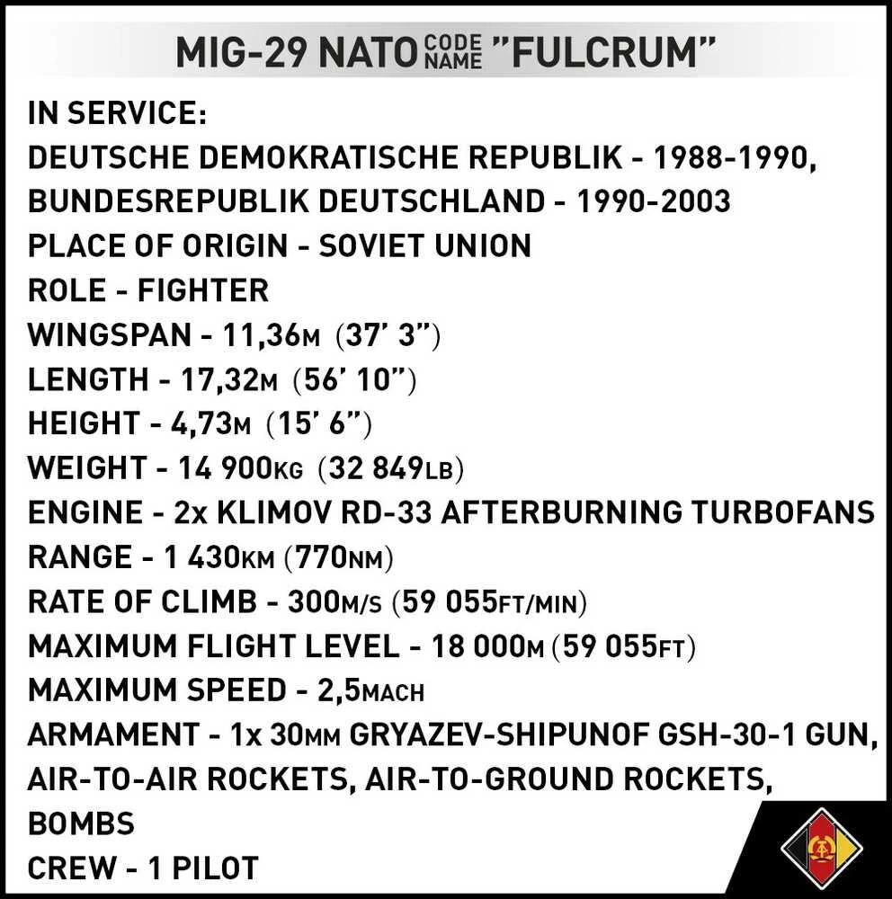 Cobi Klocki Ginkluotųjų pajėgų Mig-29 blokai (Rytų Vokietija)