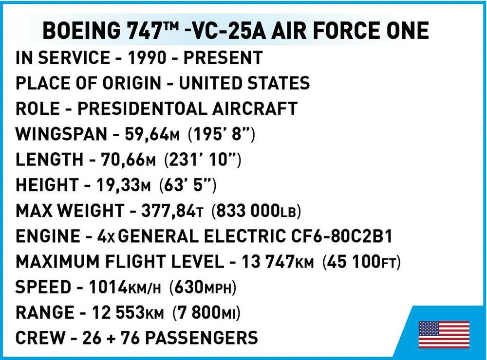 Cobi Klocki Boeing 747 Air Force One