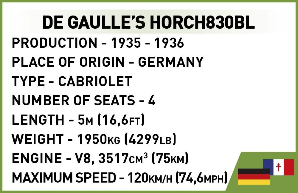 COBI - Konstruktorius De Gaulle's Horch830BL, 1/35, 2261