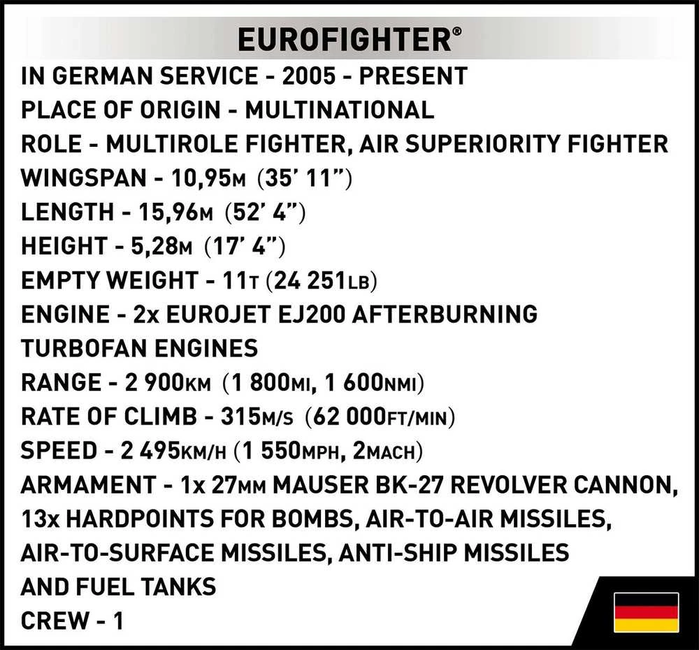 COBI Eurofighter Typhoon konstruktorius, 1:48, 644 det., 8+, Nr. 5848