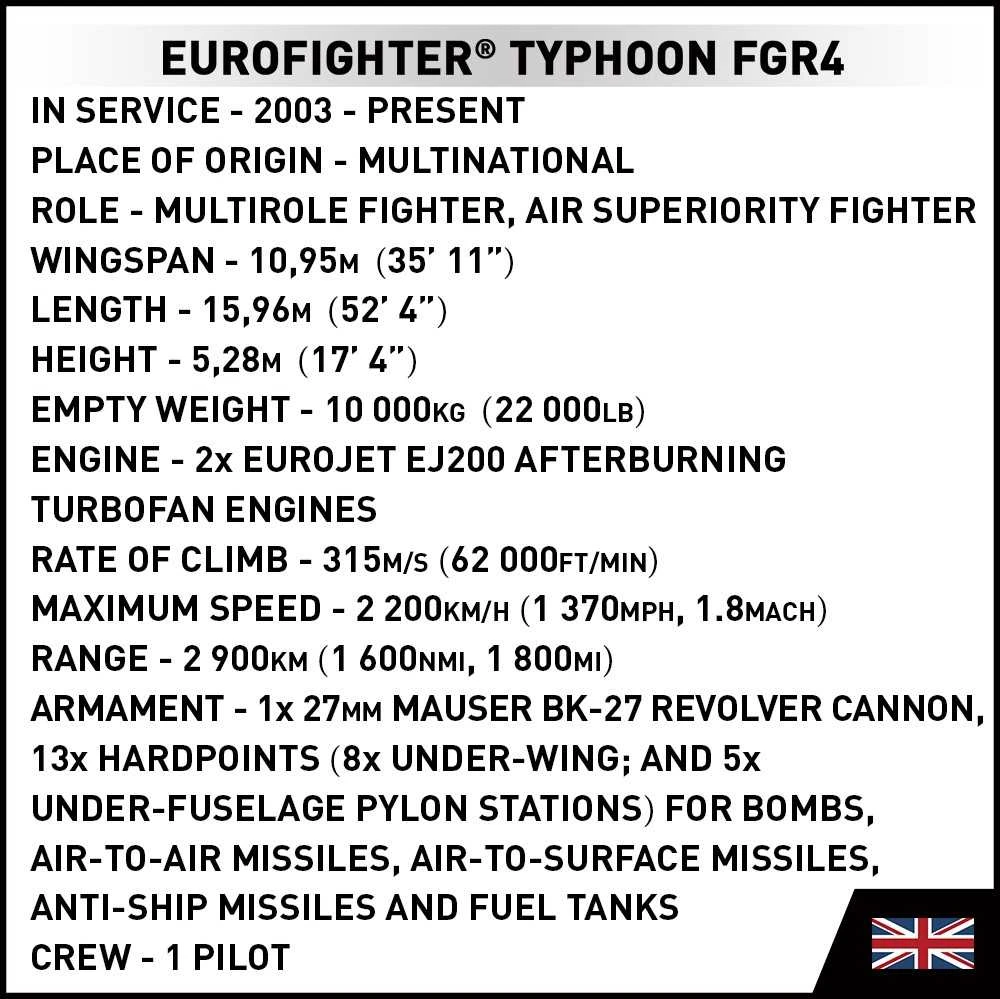 Cobi Klocki „Eurofighter Typhoon FGR4“ konstrukciniai blokai