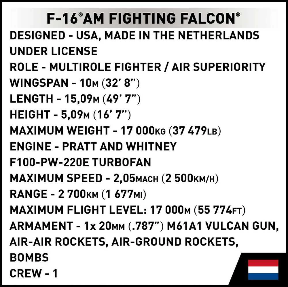 Cobi Klocki F-16 kovojantis falcon 425 blokai