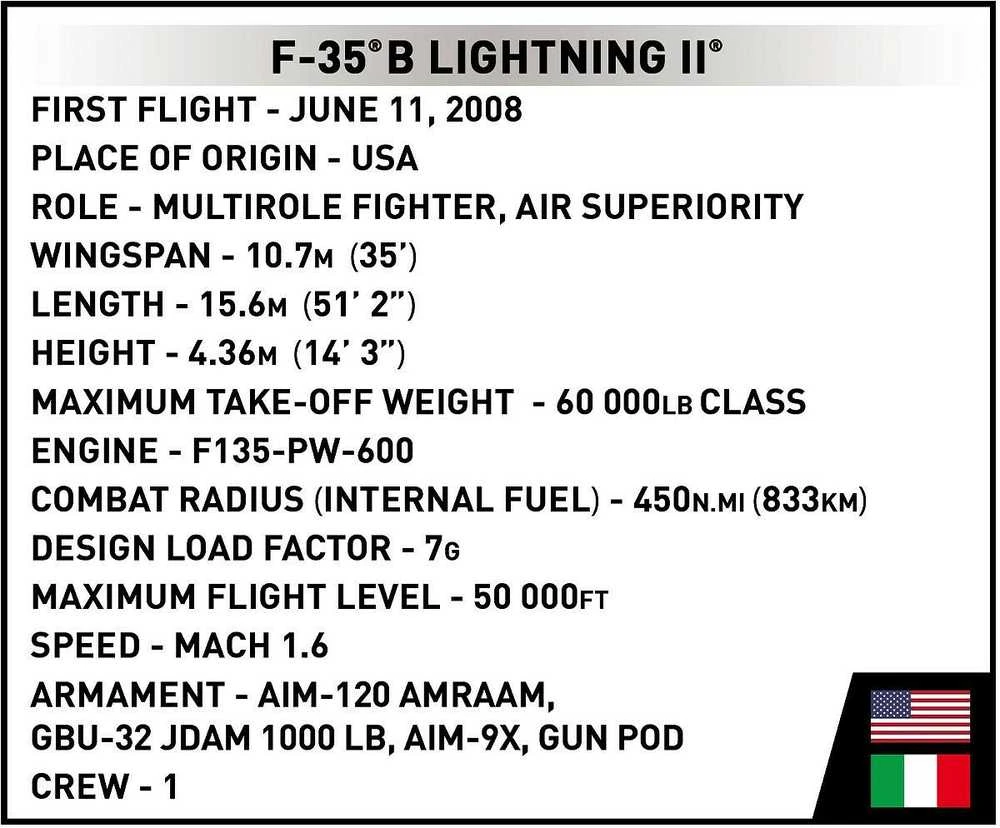Cobi Klocki F-35b „Stovl Lightning II“ 610 blokų