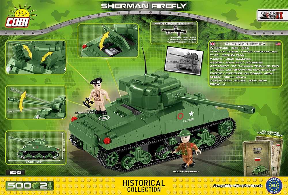 COBI ARMY 2515 SHERMANN FIREFLY 500 KLASĖS TANKAS.