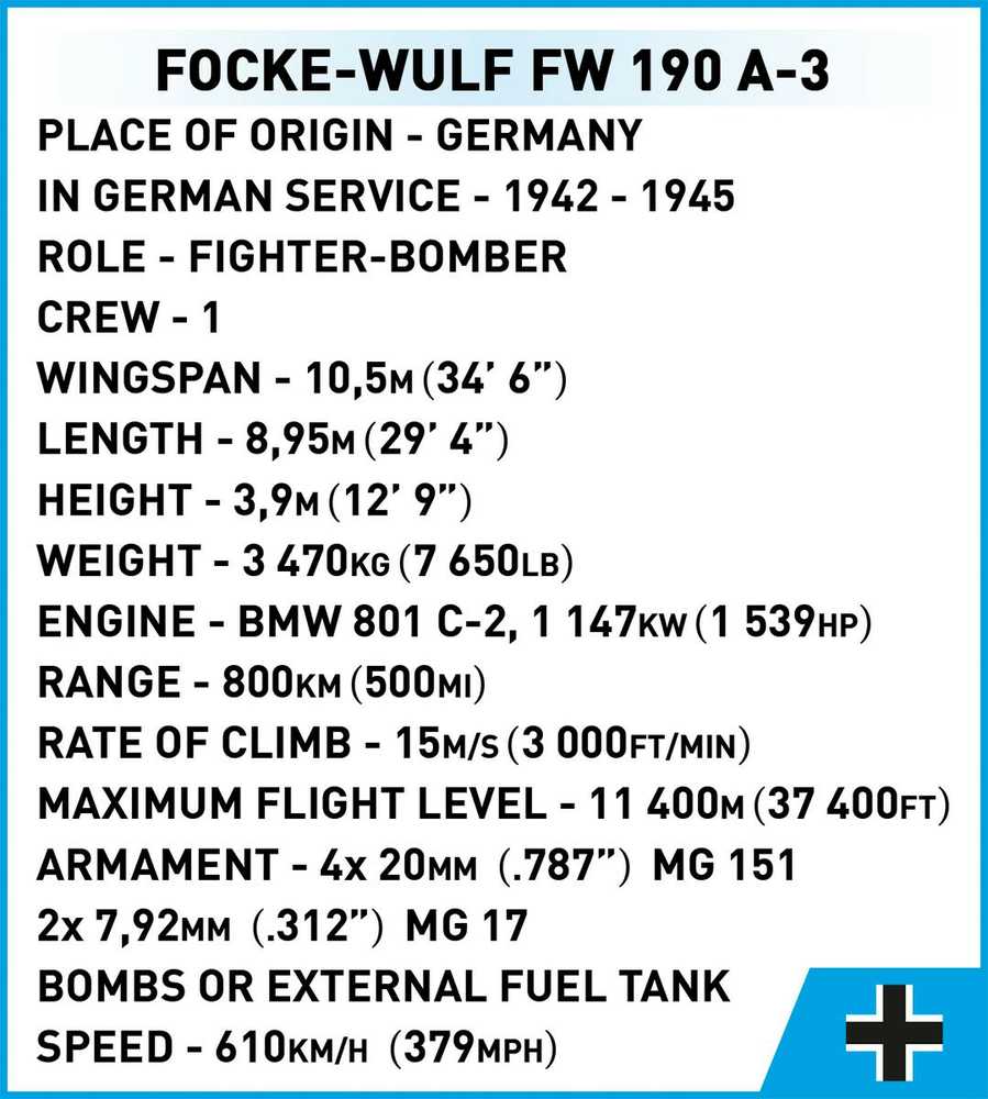 COBI Focke-Wulf FW 190 A3 konstruktorius 1:32, 382 det., 5741