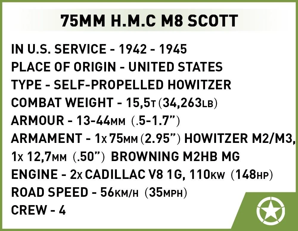 Konstruktorius Cobi H.M.C M8 Scott, 525 dal.