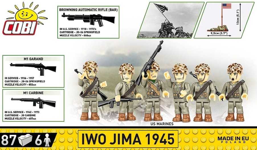 COBI 2059 blokai pakelia vėliavą Iwo Jima 1945 m. 6 JAV jūrų pėstininkų figūrėlės