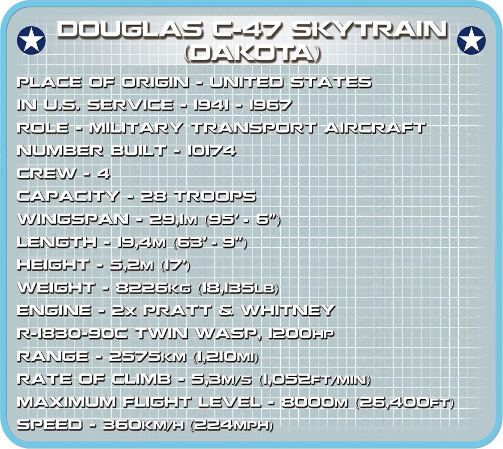 COBI 5701 Douglas C-47 Skytrain Dakota ISTORIJA