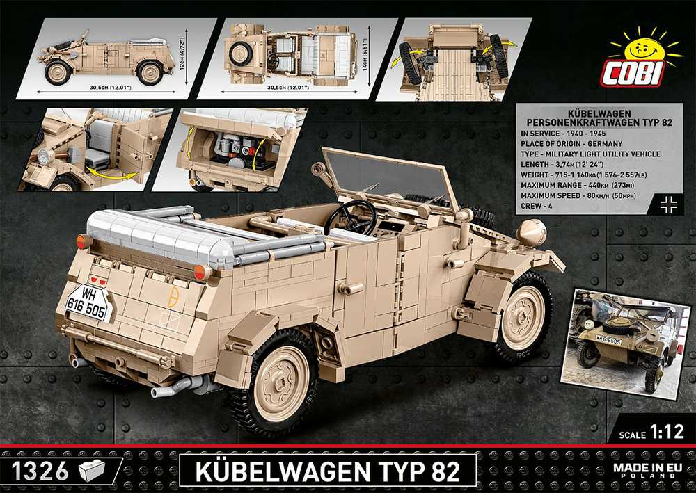 Konstruktorius Cobi Kübelwagen Typ 82 visureigis 2803, 1326 d.