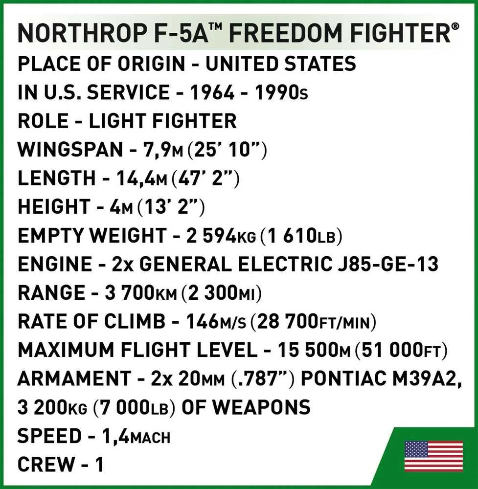 Cobi Klocki Northrop F-5A laisvės kovotojas