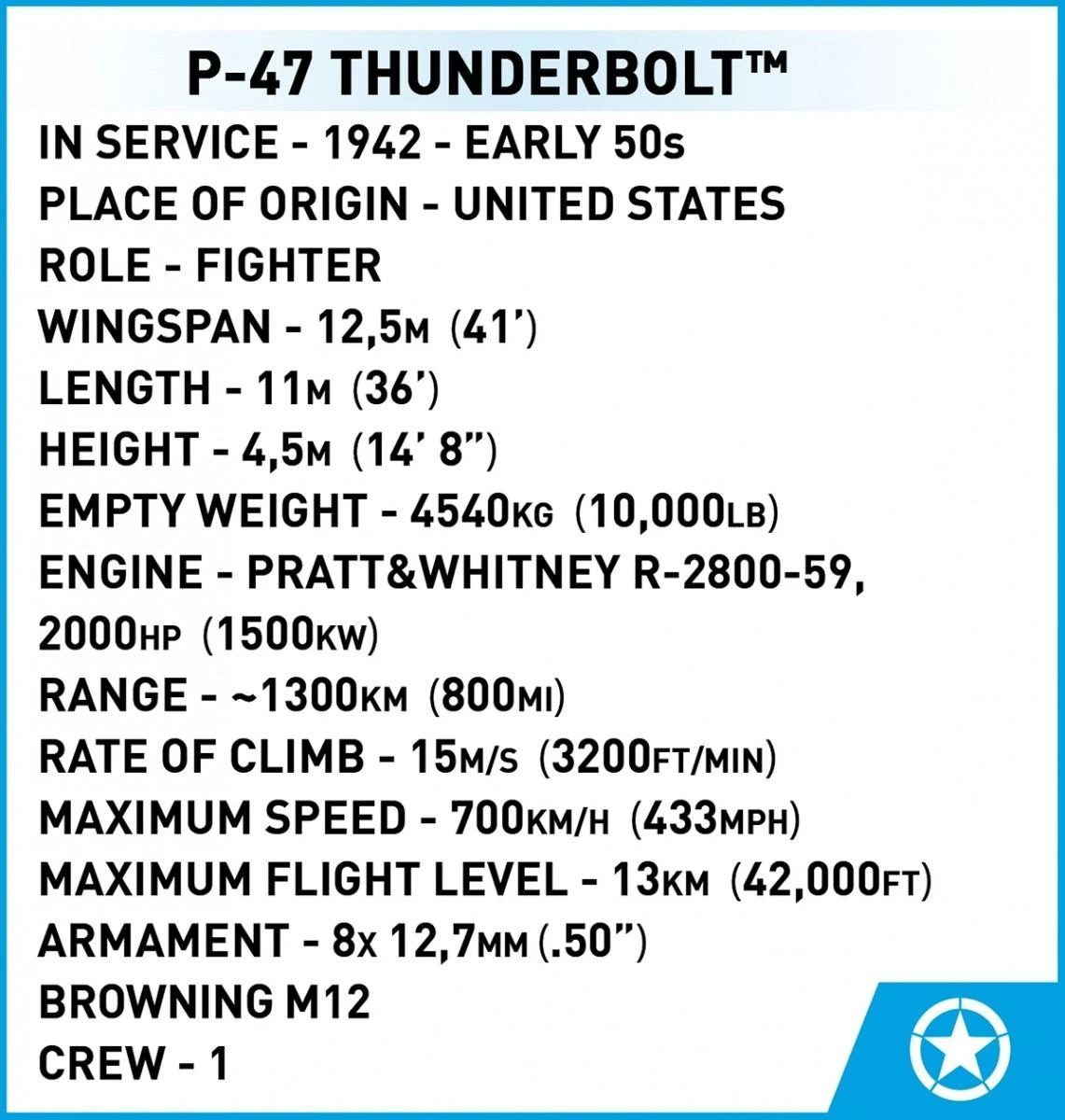 Cobi P-47 Thunderbolt trinkelės