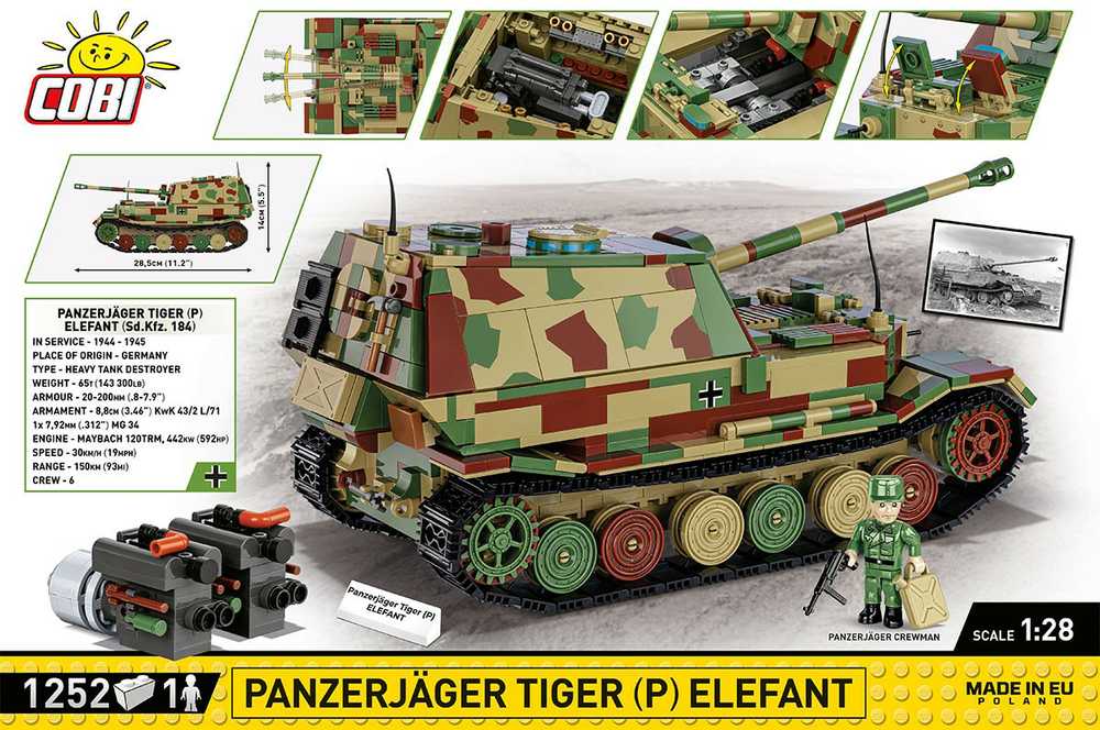 COBI 2582 BLOKAI Panzerjäger Tiger (P) Elefant Tank Cannon