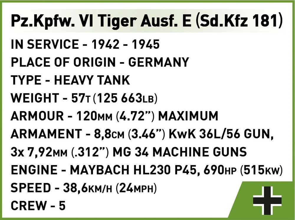 Cobi Klocki Pz.kpfw blokuoja vi tiger ausf. e 870 blokų
