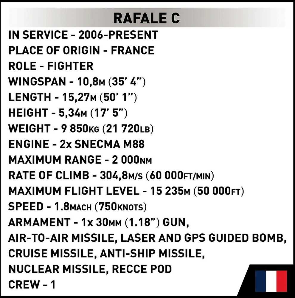 Cobi Dassault Rafale C konstravimo rinkinys iš 551 detalės