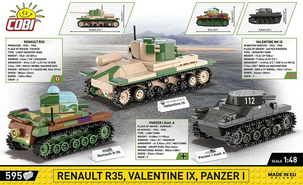 Cobi Klocki Renault R35 - Valentine IX - Panzer I