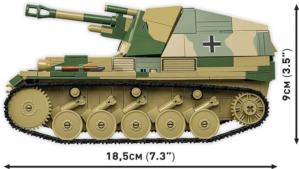 Cobi Klocki Sd.kfz.124 Wespe blokeliai 860 blokai