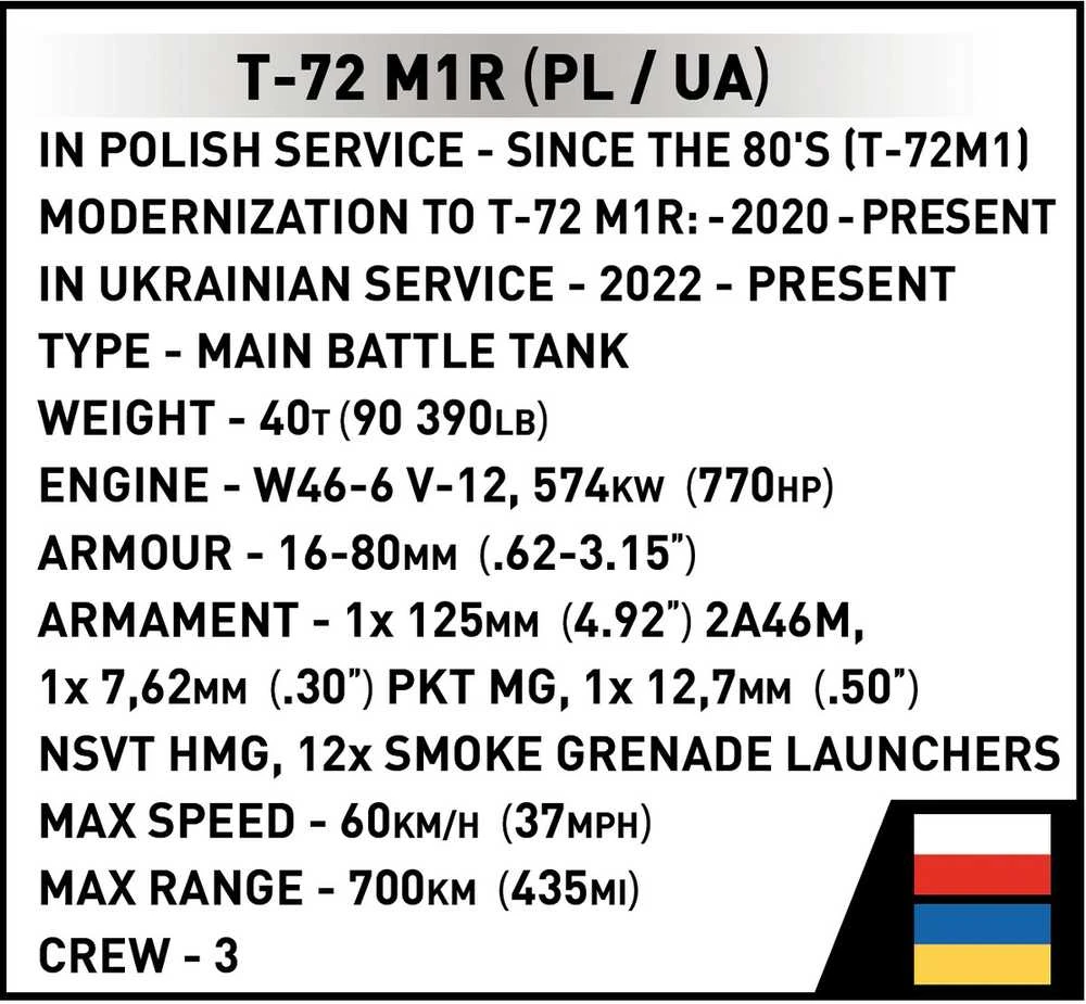COBI 2624 Ginkluotųjų pajėgų T-72M1R tankas (PL/UA) 724 blokai