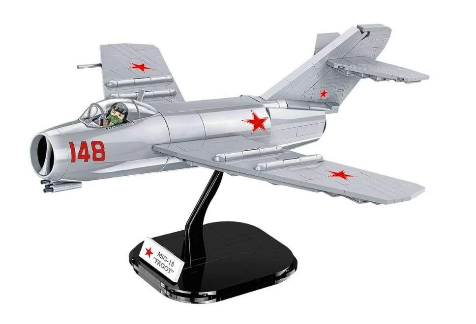 Code COBI 2416 istorinė kolekcija Korėjos karas Korėjos karo naikintuvas MIG-15 NATO KODAS "FAGOT" 504 kaladėlės