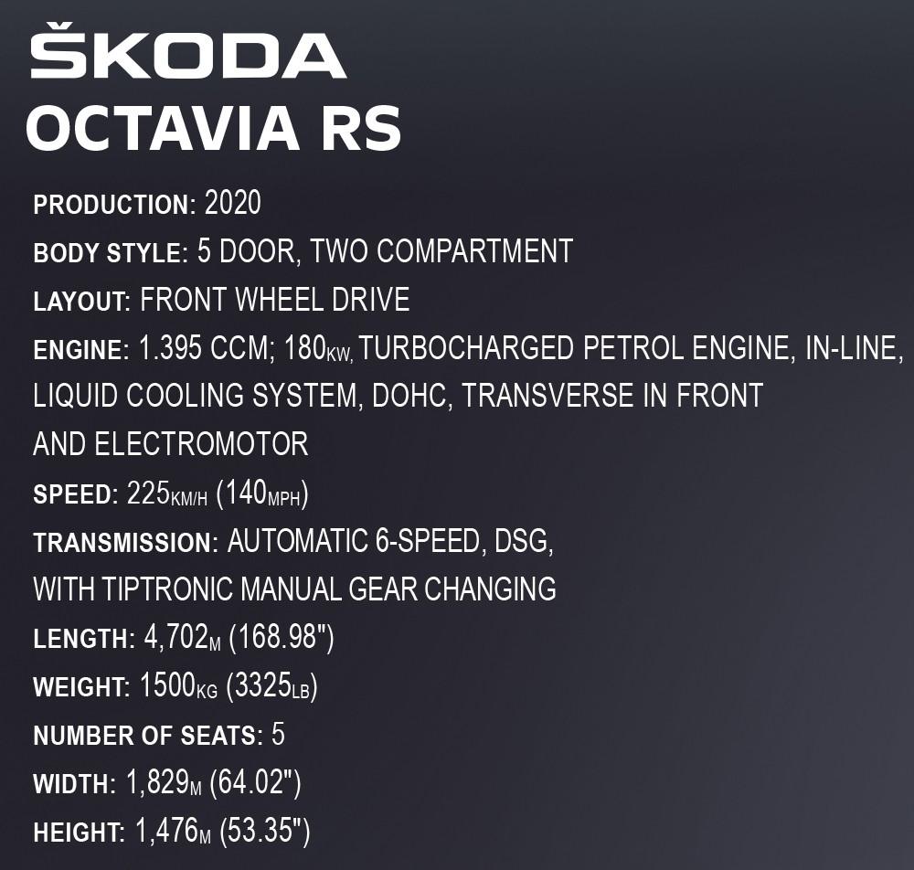 COBI-24343 AUTOMOBILIŲ MASTAS 1:12 Škoda Octavia Rs