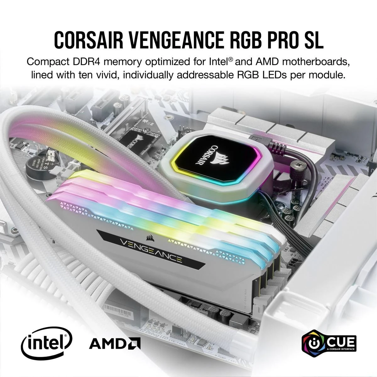 RAM Corsair Vengeance RGB Pro SL Baltas 32GB [2x16GB 3200MHz DDR4 CL16 DIMM]