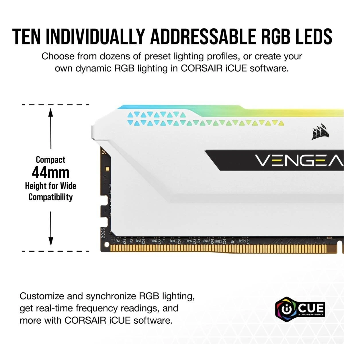 RAM Corsair Vengeance RGB Pro SL Baltas 32GB [2x16GB 3200MHz DDR4 CL16 DIMM]