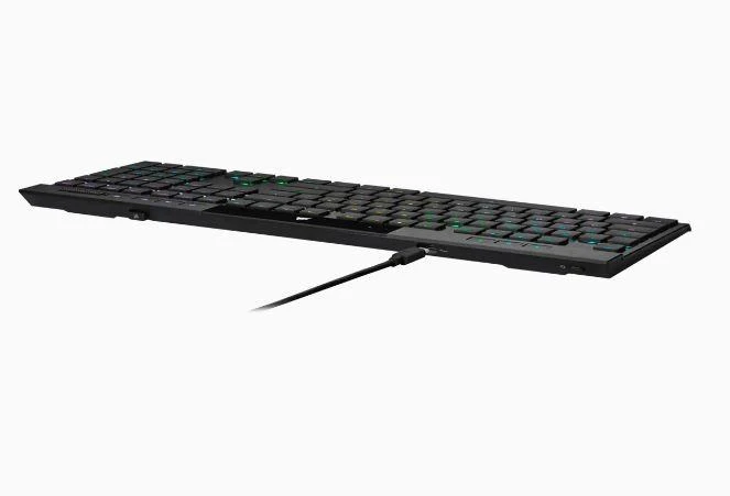 CORSAIR K100 RGB AIR Wireless Ultra-Thin Mechaninė klaviatūra žaidimams RGB LED pašvietimas CHERRY ULP Tactile Juodas