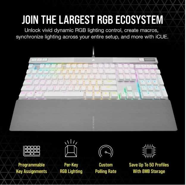 CORSAIR K70 RGB CORE Mechaninė klaviatūra žaidimams RGB LED pašvietimas CORSAIR Linear Raudona Juodas